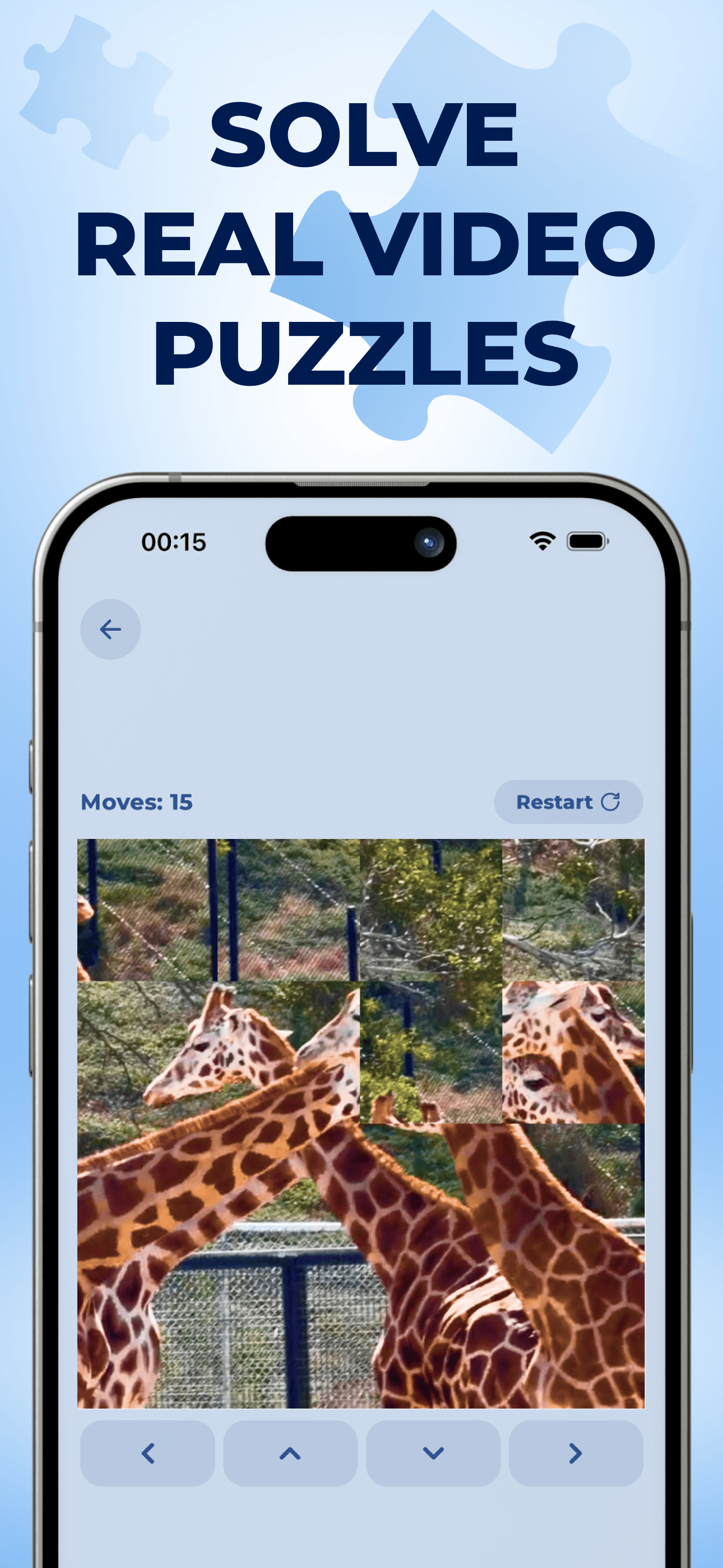 VideoPuzzles gameplay solving a giraffe video puzzle